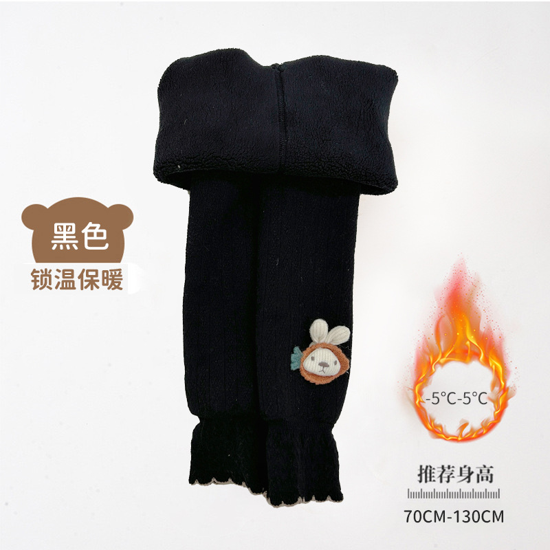 Picture of Fleece-lined girls' leggings autumn and winter high waist baby pants thickened cropped socks children's leggings outer wear warm