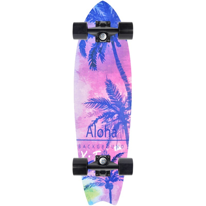 Picture of 28 inch maple small fish Board children Brush Street road beginners four-wheel skateboard single rocker skateboard