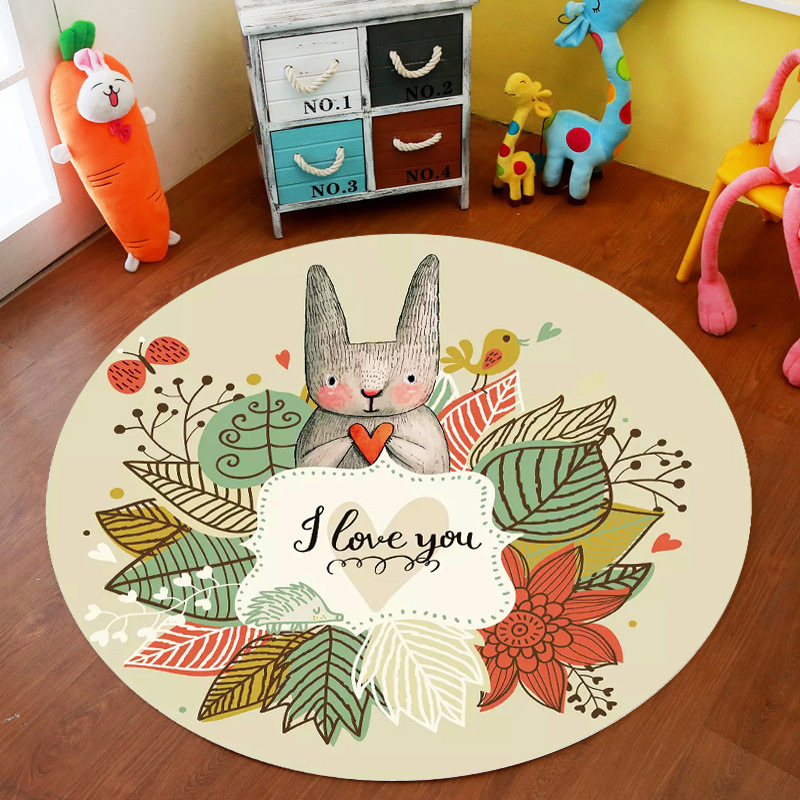 Picture of Cross-Border Cartoon Round Carpet Bedroom Cute Full Bedside Mat Thickened Crystal Velvet Children's Floor Mat Room Carpet