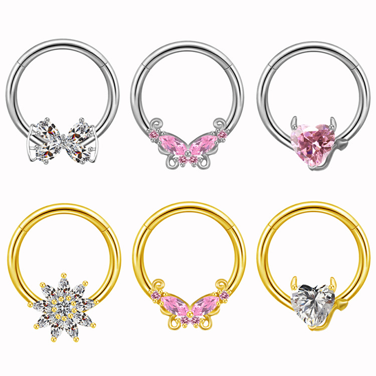 Picture of Gaibei European and American cross-border devil nipple nail heart Sun bow zircon body piercing jewelry niche personality nipple ring