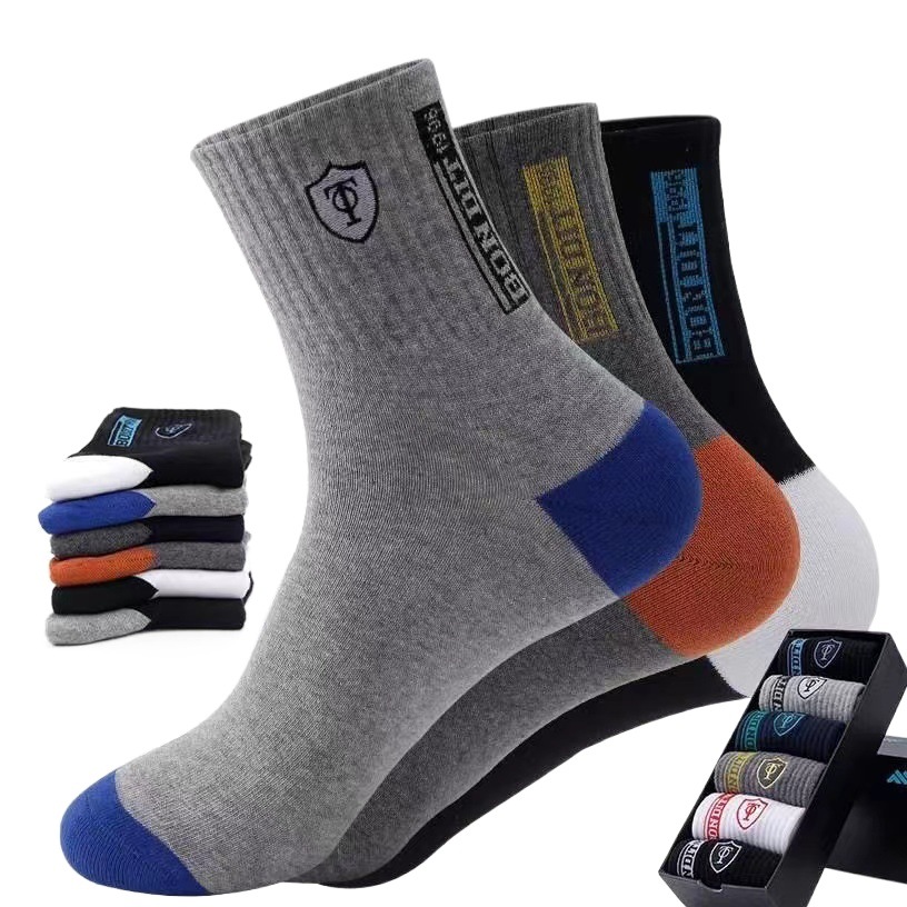 Sports socks men's mid-tube socks autumn and winter deodorant sweat-absorbent Spring and Autumn long tube mid-tube men's basketball socks tide