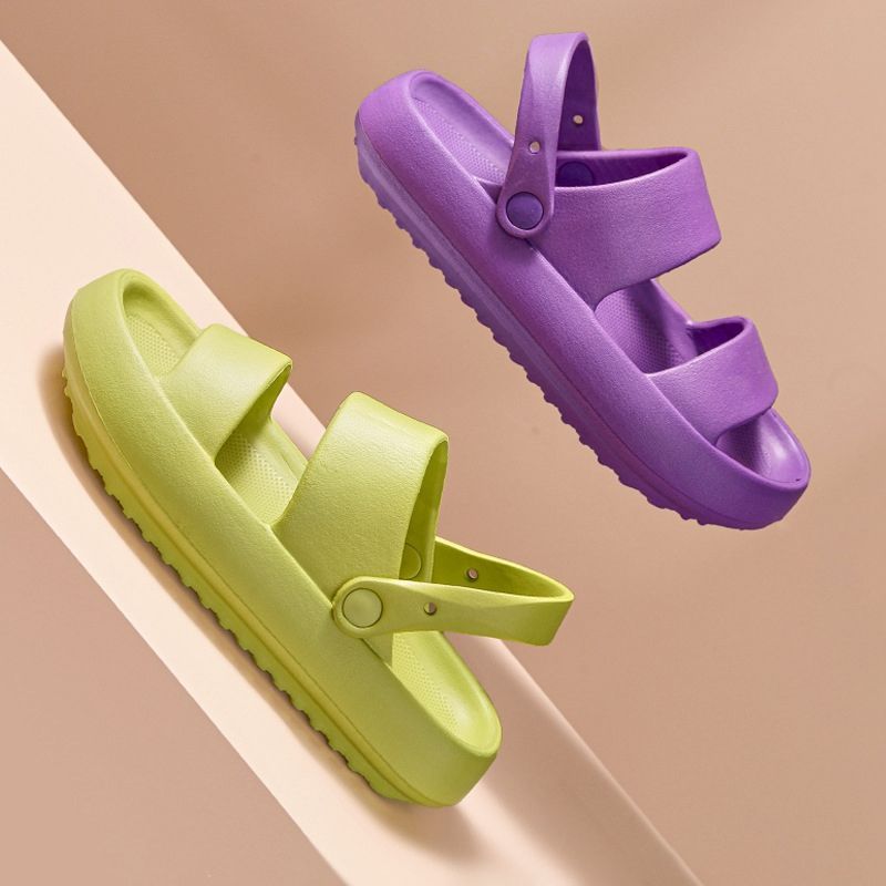 Thick-Soled Couple's Sandals with Heel Straps, One Shoe, Two Wear, Home and Outdoor Wear, Internet Celebrity Soft Soles, Non-Slip, Weidong