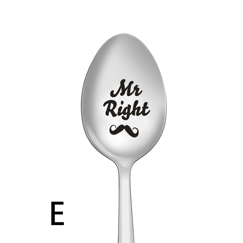 Picture of Long-Handled Stainless Steel Spoon, New Creative Mixing Spoon, Various Patterns and Engravings, Household Tableware Manufacturer Wholesale