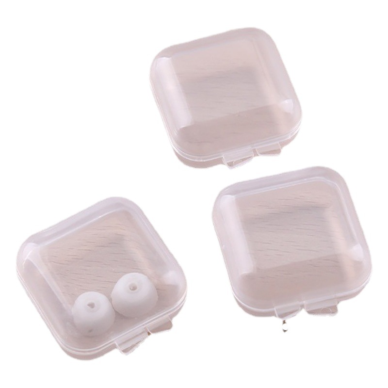 Transparent plastic small square box earplug box anti-noise PP nib small square box Mini small box with lid small plastic box storage