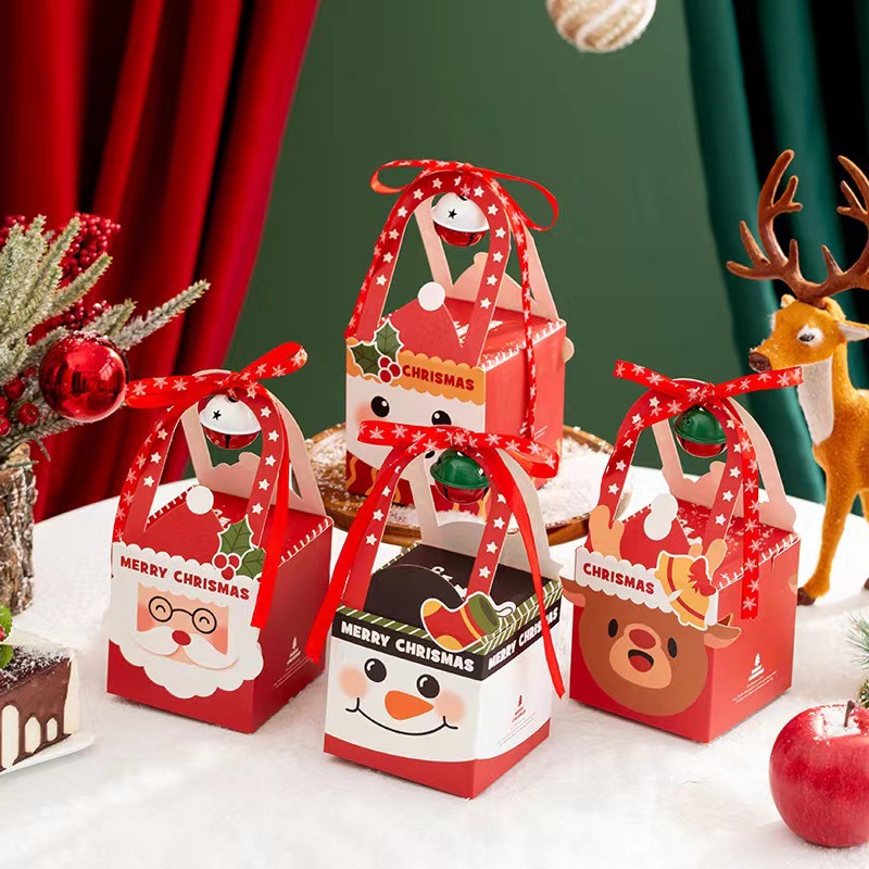 Christmas Eve Apple gift box empty box packing box portable Christmas candy small gift packing box with Bell