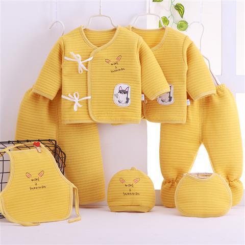 Picture of 2025 Newborn Baby Quilted Warm Cotton Clothes Newborn Embroidered Seven-Piece Gift Box Thickeneded Set Supplies