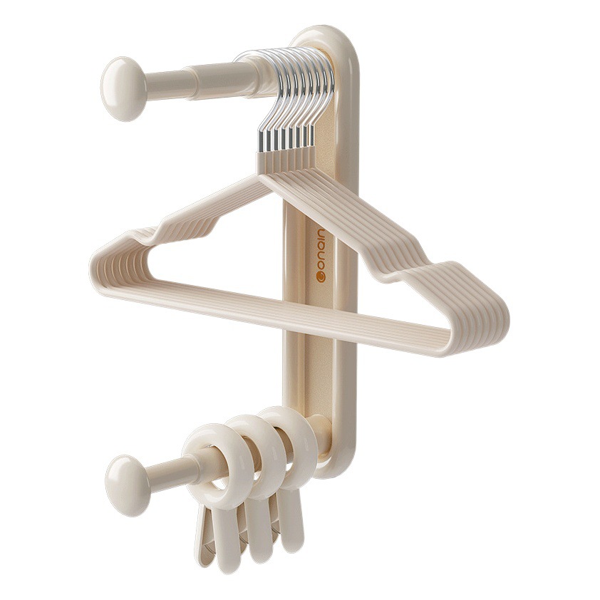 Retractable Clothes Rack Storage Rack for Home, No-Drill Balcony Organizer Hook, Wall-Mounted Clothes Rack, Foldable Magic Tool