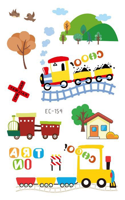 Picture of Children's Cartoon Transport tattoo Paper stickers Aircraft Ship Train Track Creative tattoo stickers