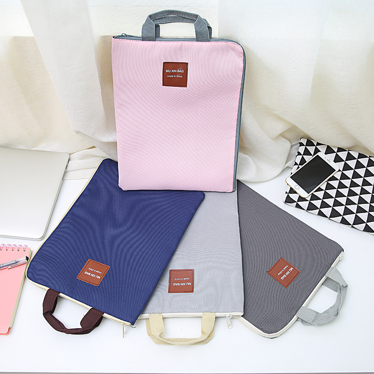 Korean zipper multi-layer A4 file bag portable iPad computer bag mobile phone Oxford canvas briefcase