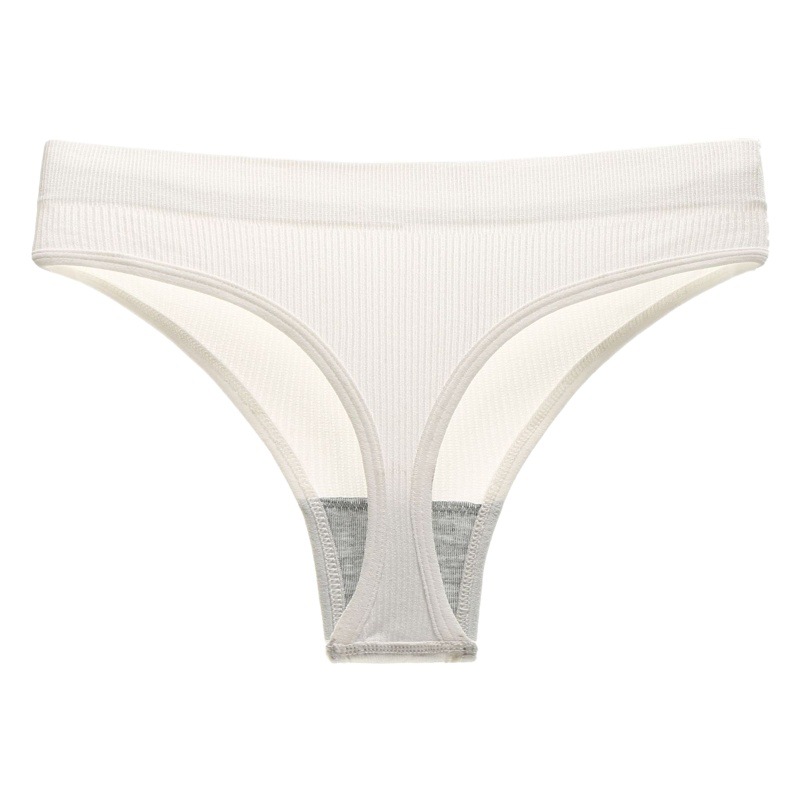 Underwear Women's European and American Large Size Solid Color Mid-Waist Fitness Sports Sexy Thong Open Hip Thread Pure Desire T-pants