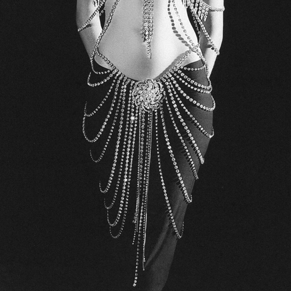 Distinctive Exaggerated Shiny Full Diamond Body Chain Women's European and American Fashion Banquet Show Sexy Rhinestone Tassel Waist Chain Skirt