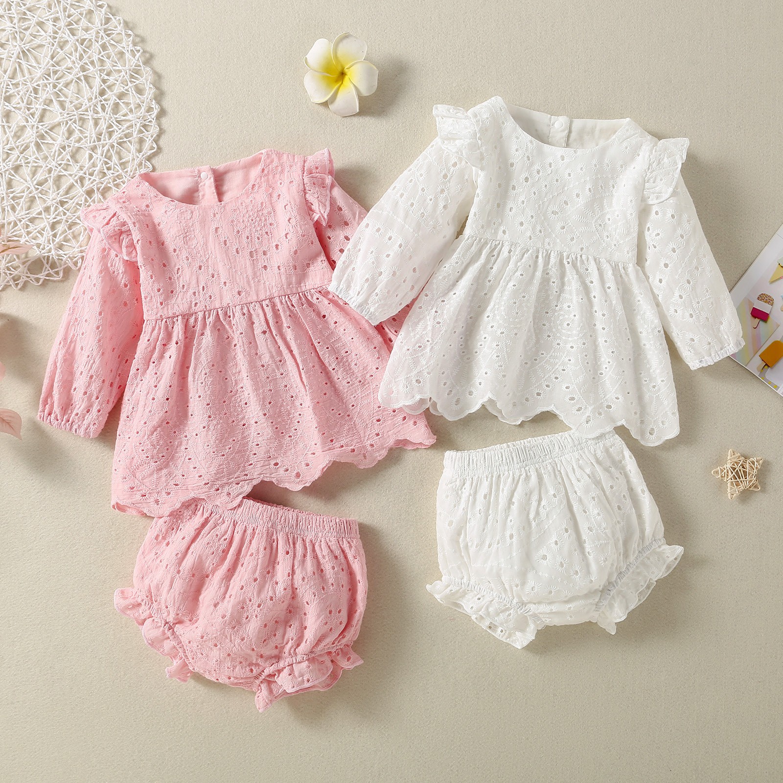 2025 Summer Baby Children's New Fashion Breathable dress Skirt Hollow Out Skirt Simple Shorts suit