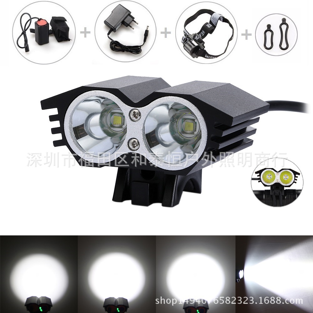 Cross-border Hot Sale X2 Owl Bicycle Light Headlight X2N2 Mountain Riding Light Double T6 Strong Light LED Car Lamp Head