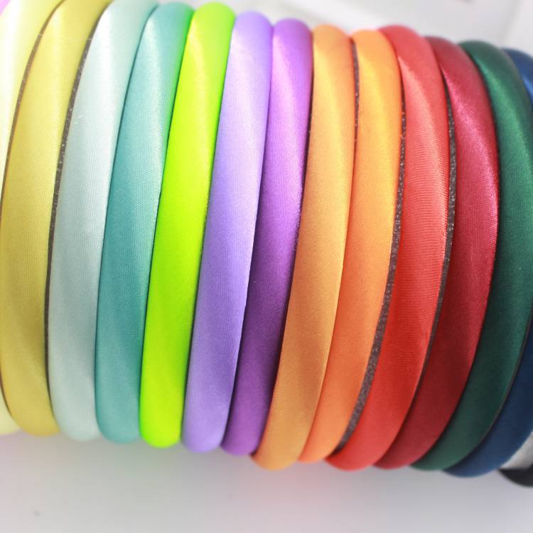 Picture of 10mm Candy-Colored Cloth-Wrapped Thickeneded Headband DIY Hairband Material Hair Accessories 1cm Satin Set Cloth Headband