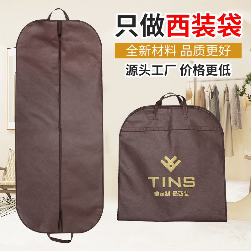 Dry Cleaning Shop Storage Coat Suit Bag Custom Logo Wedding Dress Dust Cover Extended Thickeneded Hanging Clothes Bag Custom