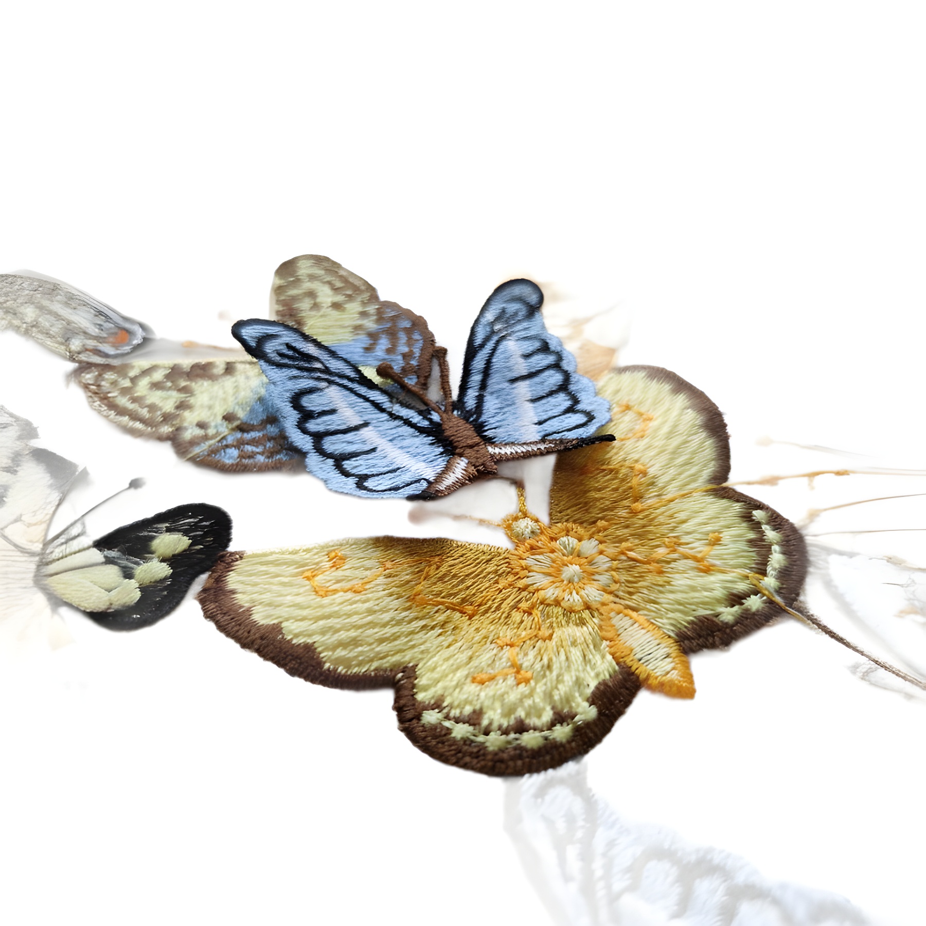 Picture of Three-Dimensional Butterfly Embroidery Fabric, Mesh Embroidery, Multi-Color Water-Soluble Embroidery with Full Blessings, Three-Dimensional Butterfly Flying Embroidery