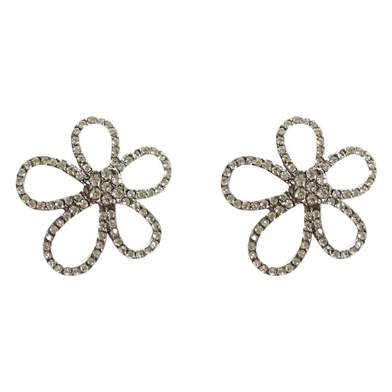 Disco!!! Earrings 2022 New Fashionable Earrings Women's Korean-style Elegant Net Red Flower Slimming Flash Diamond Earrings