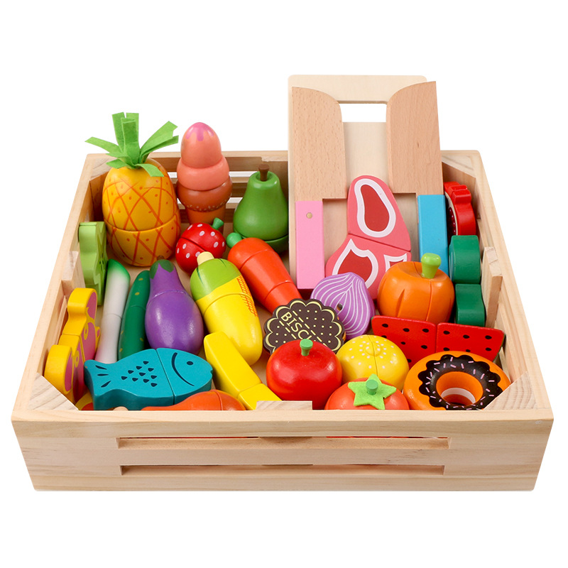 Picture of Chesele Children's Educational Toys 4-6 Wooden Fun Early Education Kitchen Simulation Play-in Magnetic Fruits and Vegetables