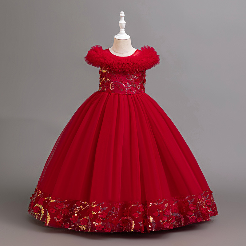 Picture of Cross-border Foreign Trade Girls' Dress Elegant Evening Dress Long Fluffy Skirt Children's catwalk Piano Playing Fluffy Skirt