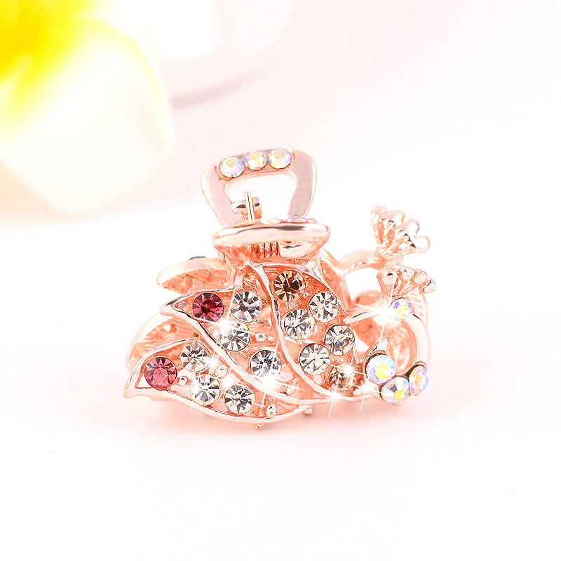 Picture of New small size Grab Clip Hair Clip Hair Clip Adult Bangs Hair Clip Children Top Clip Electroplated Rhinestone Elegant Hair Accessories Headdress