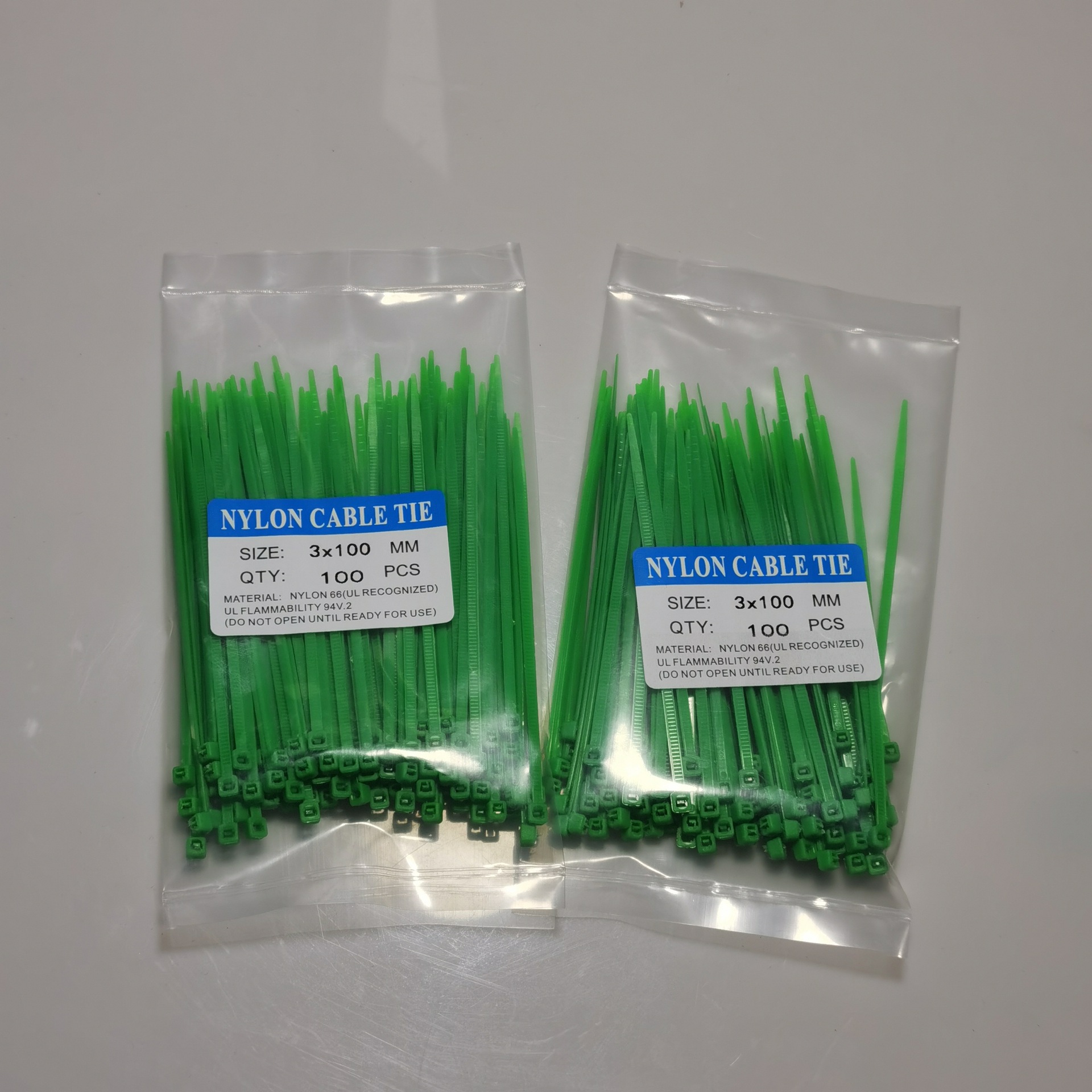 Wholesale GB green cable tie 3*100 gardening tie line gift strapping line with self-locking plastic cable tie belt