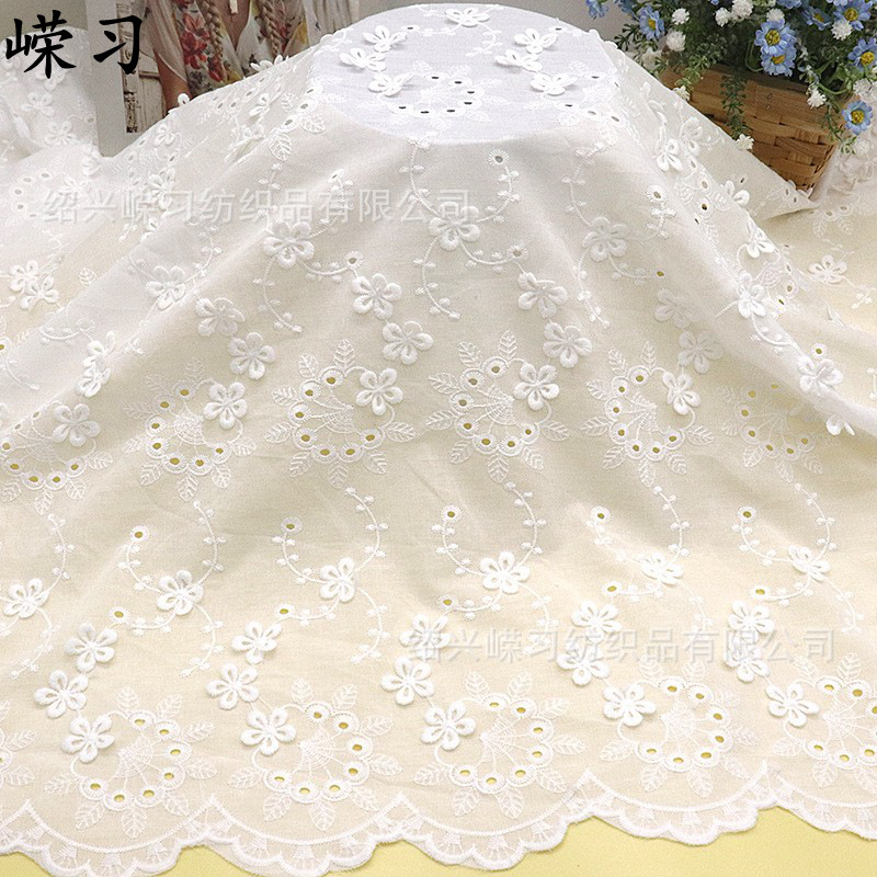 Factory in stock cotton three-dimensional small flower embroidered cloth women's clothing dress shoes and hats cotton embroidered embroidered fabric
