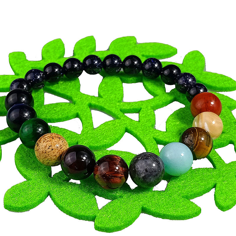 Amazon Europe and America Hot Sale Natural Stone Eight Planet Bracelet Night Sky Starlight Bracelet Milky Way Bracelet Wholesale