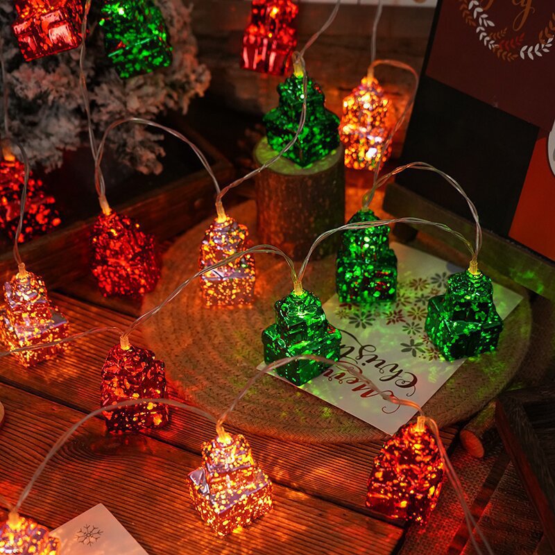 Cross-border new LED Christmas ball gift box five-star series small lights Christmas tree pendant girl heart layout