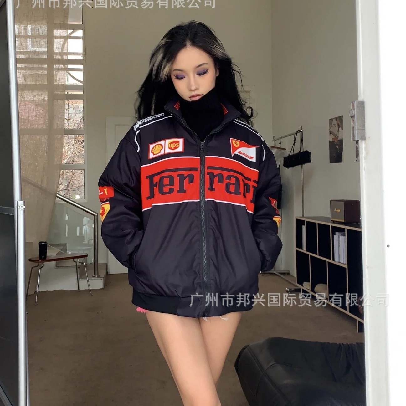 Europe and the United States 25 cross-border explosions Amazon printed jacket long sleeve quilted casual American street jacket