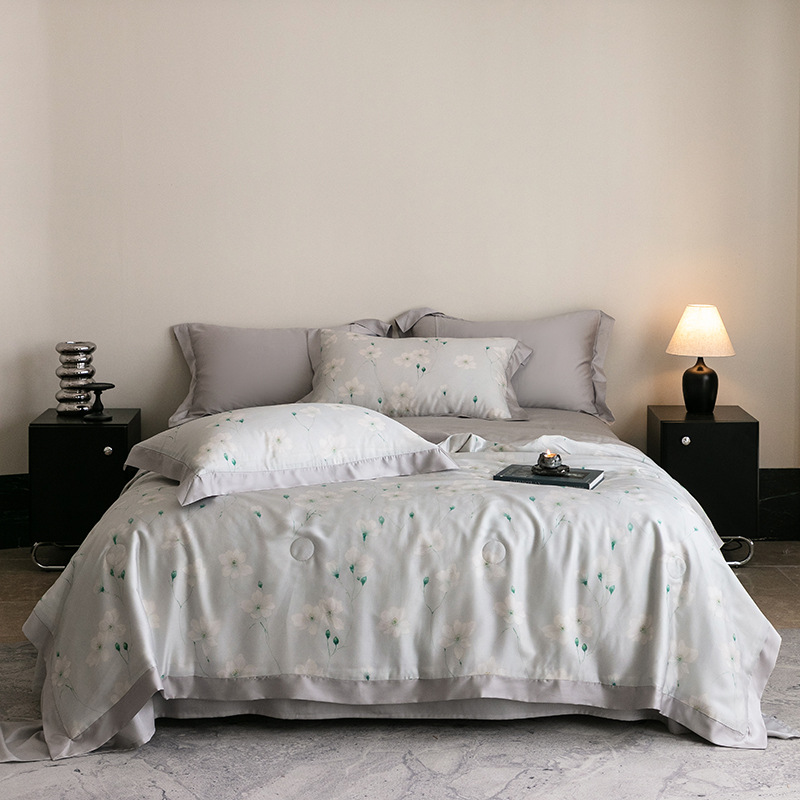 Picture of Light Luxury 100 Lyocell Tencel Summer Cool Quilt Four-Piece Set Air Conditioned Quilt Summer Quilt Advanced Sense Class A Maternal and Infant Quilt
