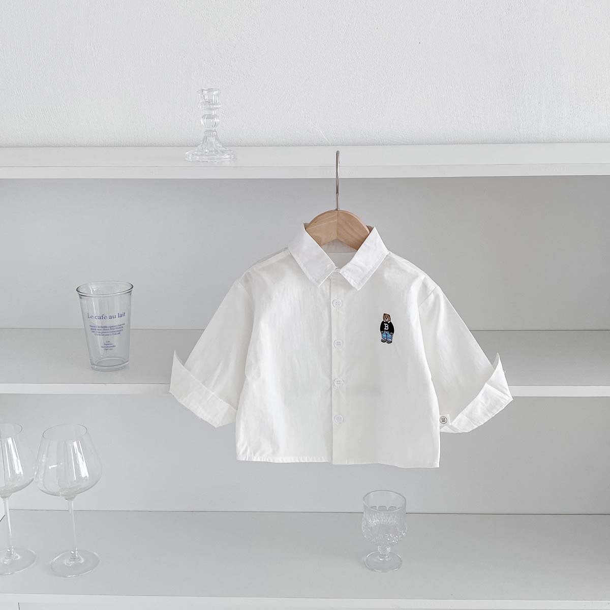 Picture of Boys' Spring Clothes Solid Color Shirt 2025 New Baby's Spring Cartoon Long-sleeved Shirt Outgoing Stylike Clothes All-match Trendy