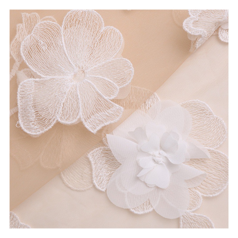 Handmade three-dimensional nailed mesh embroidery fabric dress shirt children's clothing fabric