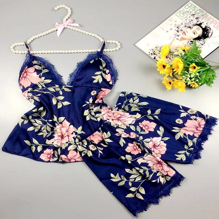 Picture of Printed pajamas set sexy home clothes ladies underwear nightgown supply Europe and the United States female manufacturers wholesale export