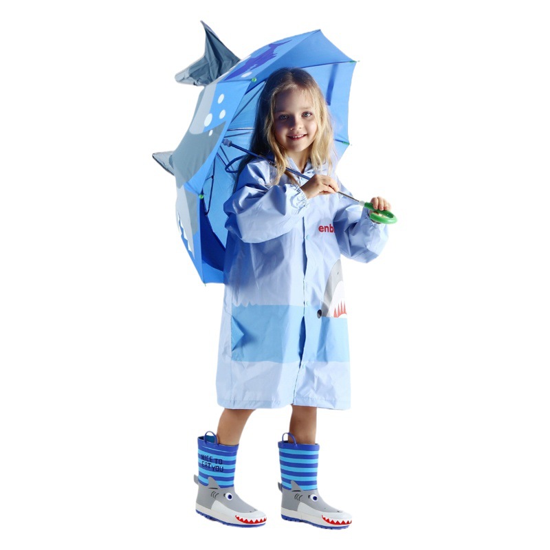 Cross-border Shark-shaped 3D Children's Boots Water Shoes Mid-barrel Rain Boots Rubber enbihouse Children's Rain Boots