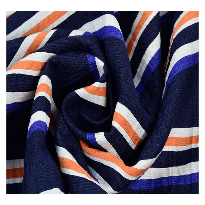 Nylon Monofilament Linen/Sticky Yarn-dyed Horizontal Strip Fabric Spring Summer Autumn Dress Shirt Fabric