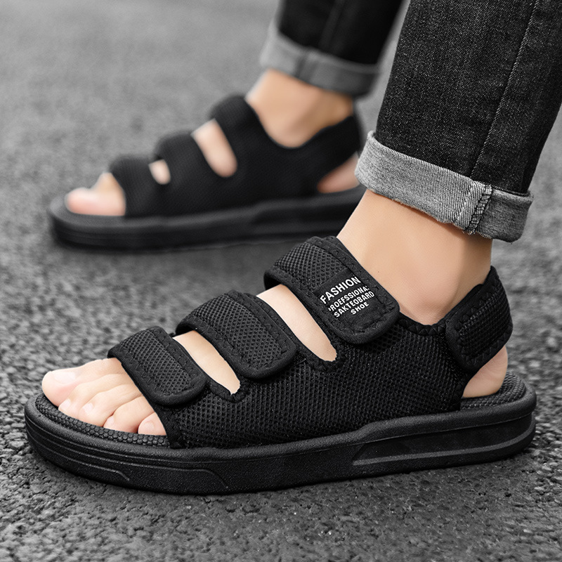 Factory Wholesale Men's Sandals Men's Cross-Border Versatile Beach Shoes Men's Versatile Summer Ready-Made Casual Thick-Soled Trend