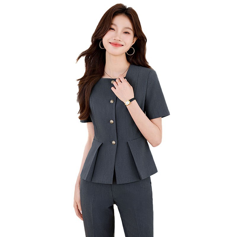 2025 New Women's Short-sleeved Professional Suit Pants Dress suit Work Clothes Women's Suit Summer Front Desk Work Clothes