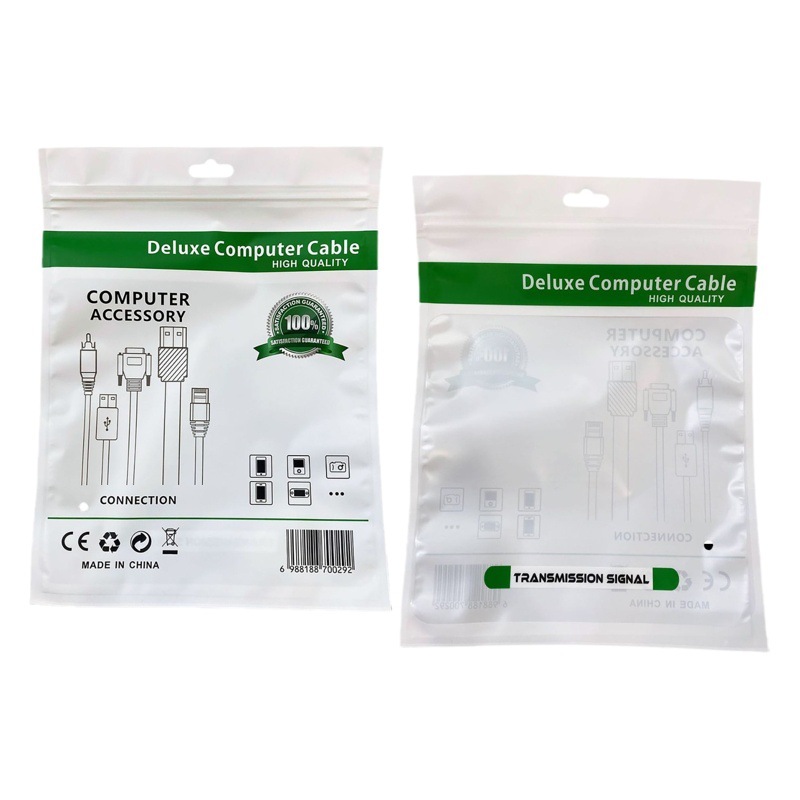 Wholesale Chengxing electronic product packaging bag color printing hdmi power cord green plastic sealing Yin and Yang self-sealing bag