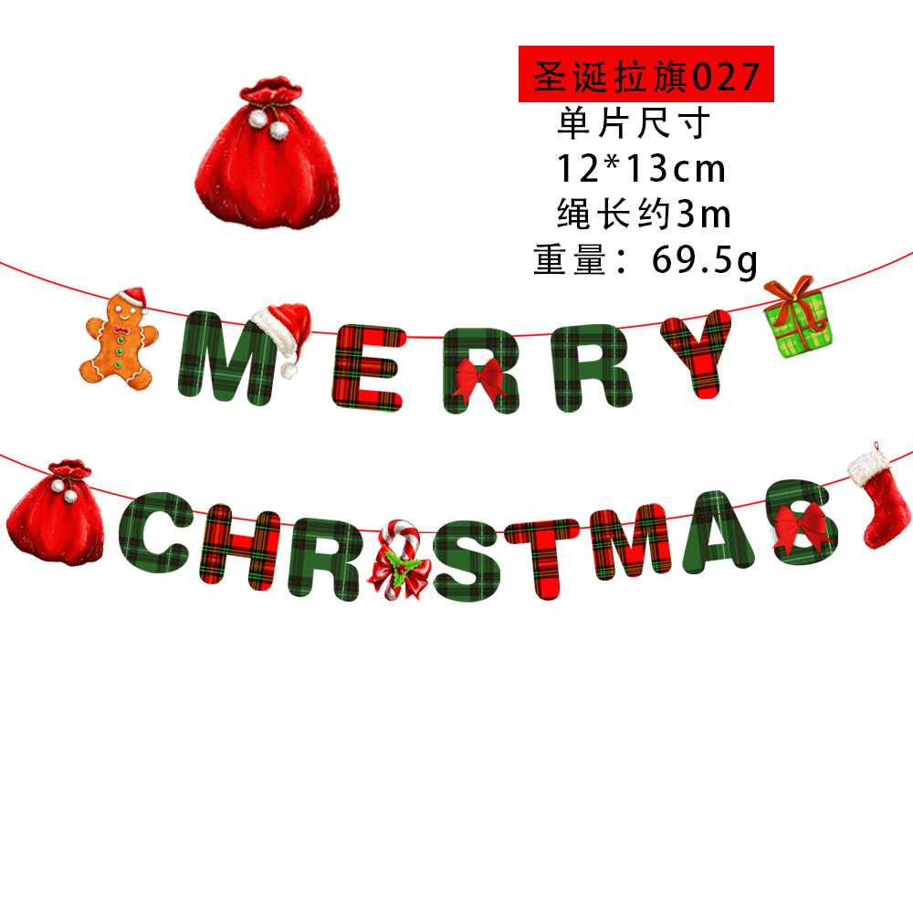 Picture of Christmas Decorations Christmas Pull Flag Hanging Flag Holiday Banner Party Decoration Paper Cartoon Christmas Pull Flower String Flag