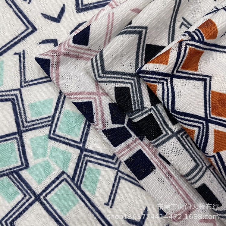 Picture of Off-the-shelf knitted polyester jacquard geometric pattern mesh jacquard fashion women's jewelry headdress jacquard fabric