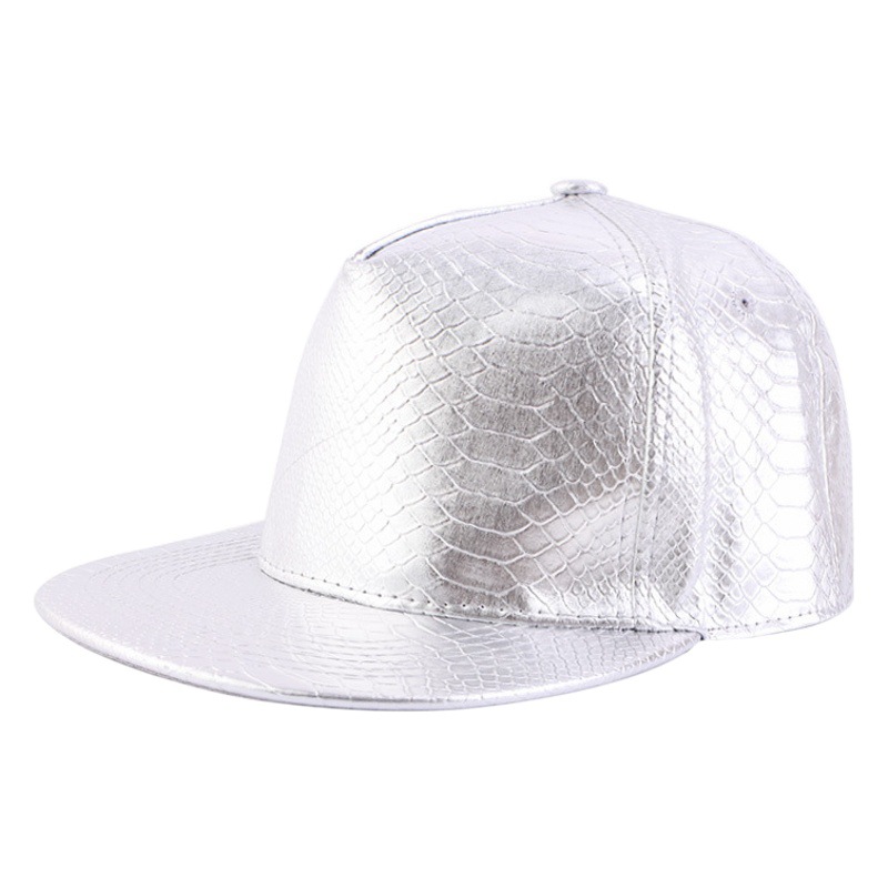 K-Style of Light Plate Crocodile Leather Hip-Hop Hat Pu Leather Flat Brim Baseball Cap Hip-Hop Trendy Hat Trendy
