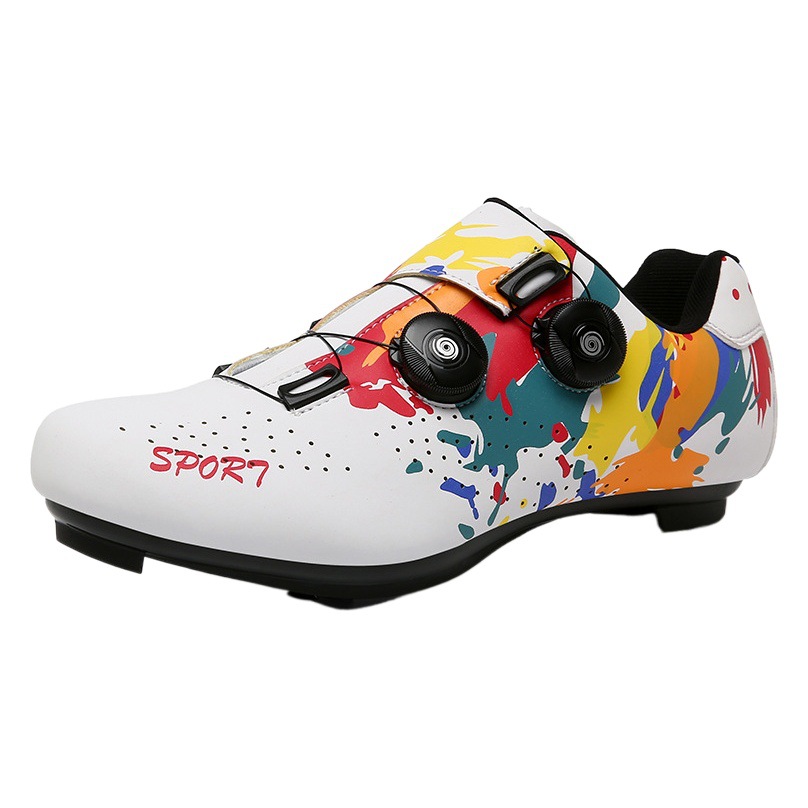 New Style Cycling Shoes with Lock Double Buckle Lock Shoes for Men and Women Road Bike Booster Shoes Hard Sole Mountain Bike Rubber Sole
