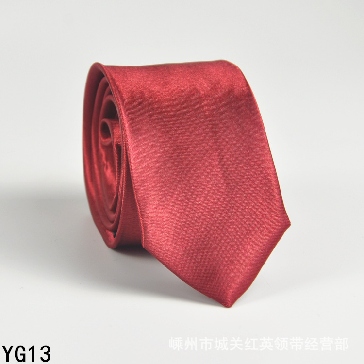 Picture of Solid color tie men's casual 5cm Korean style artificial silk narrow tie for workplace wedding business administrative wholesale