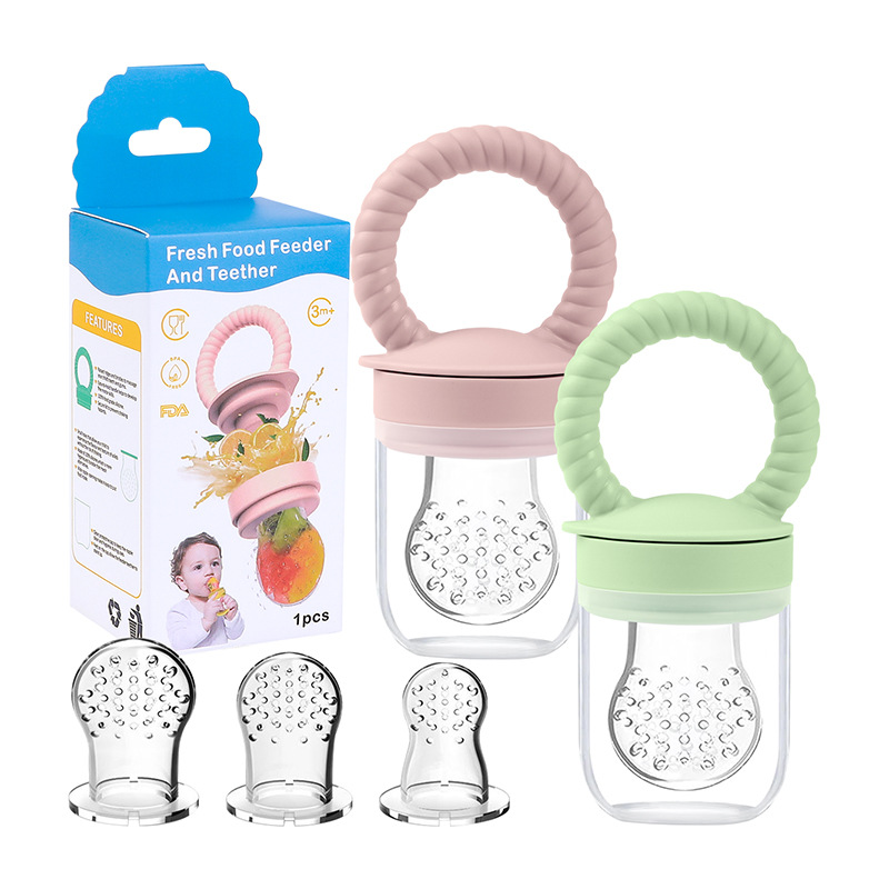in stock baby gum silicone bite music fruit food supplement children's food grade molar stick wide mouth pacifier