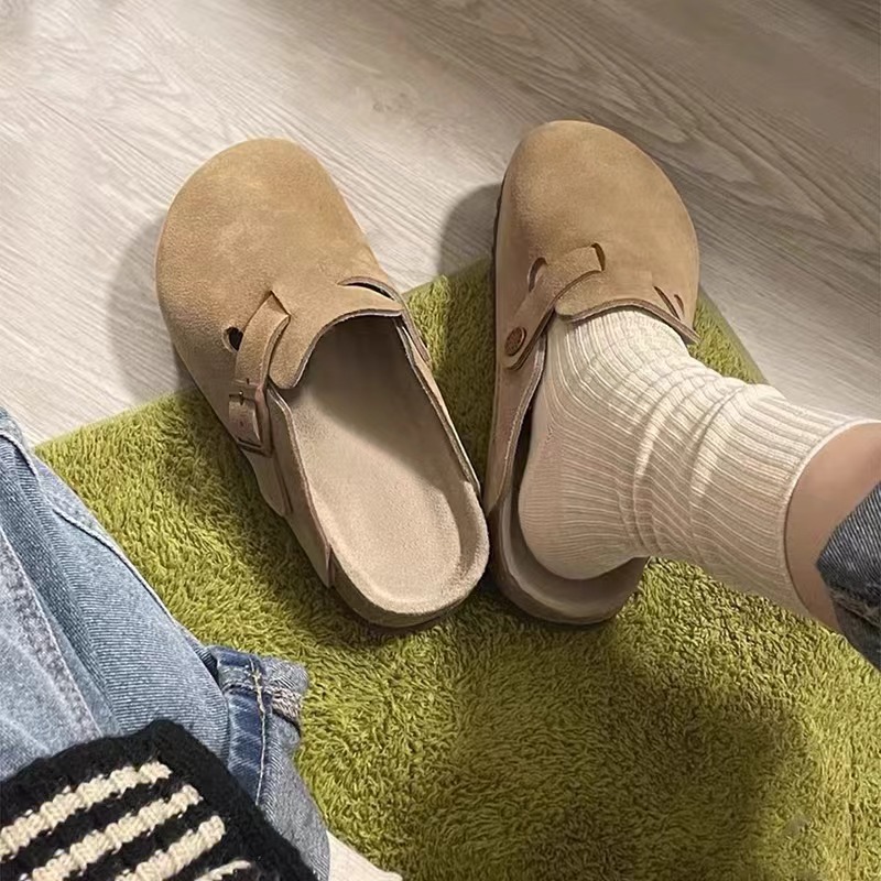 New Thick-soled Birkenan Shoes Half-drag Women's Spring Retro Slip-on Slippers Inner Heightened Birkenan Shoes