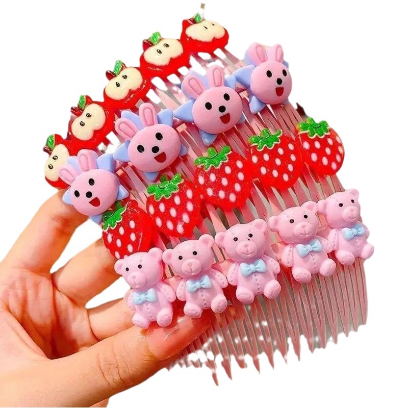 Girl's bangs comb cute little girl reverse plug hairpin hair accessories headdress cartoon cute strawberry hairpin
