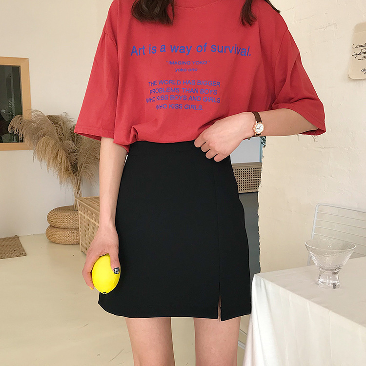 Summer 2023 New A- line Skirt Women's Small Split Korean-style All-match High Waist Slimming Pleated Suit Skirt