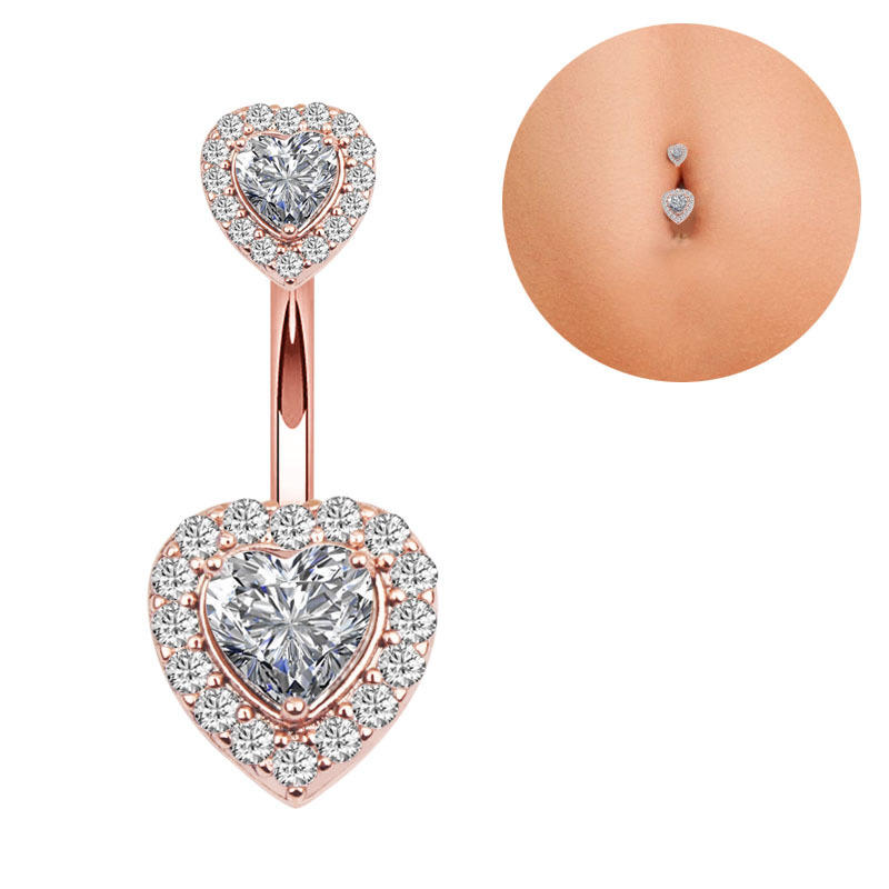 Picture of European and American New Love Navel Ring Creative Zircon Navel Button Navel Ring Piercing Jewelry