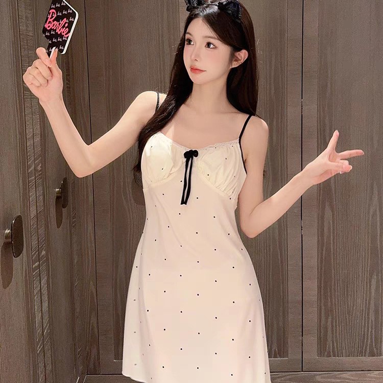 【With Chest Pad】Summer Floral Fresh Modal Camisole Nightdress Feminine Pure Desire Style Sleepwear Loungewear