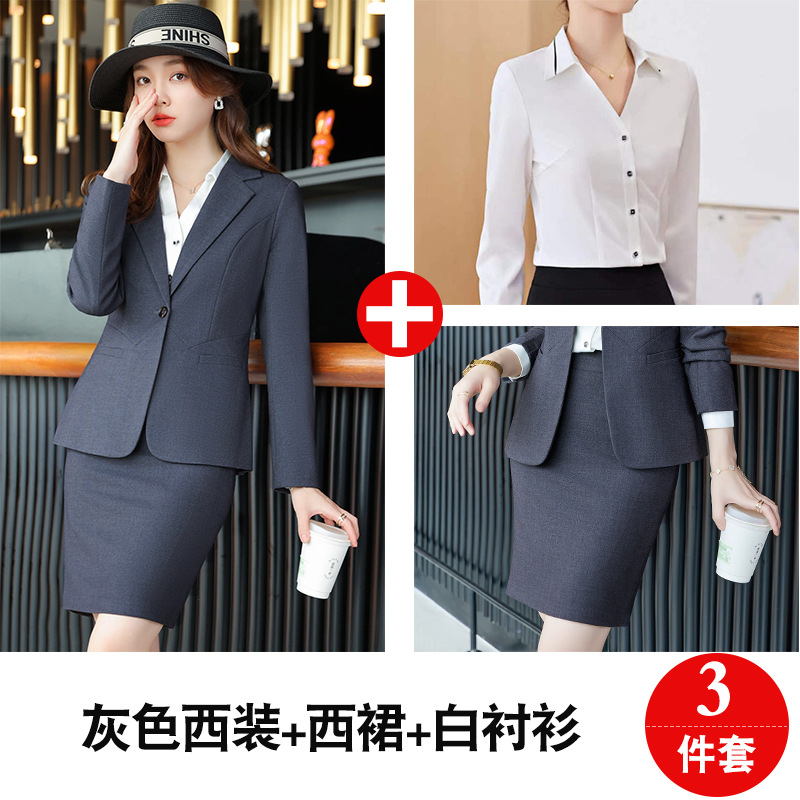 Picture of Professional long-sleeved suit women's suit elegant winter thick fashion hotel front desk work clothes formal wear jewelry shop work clothes
